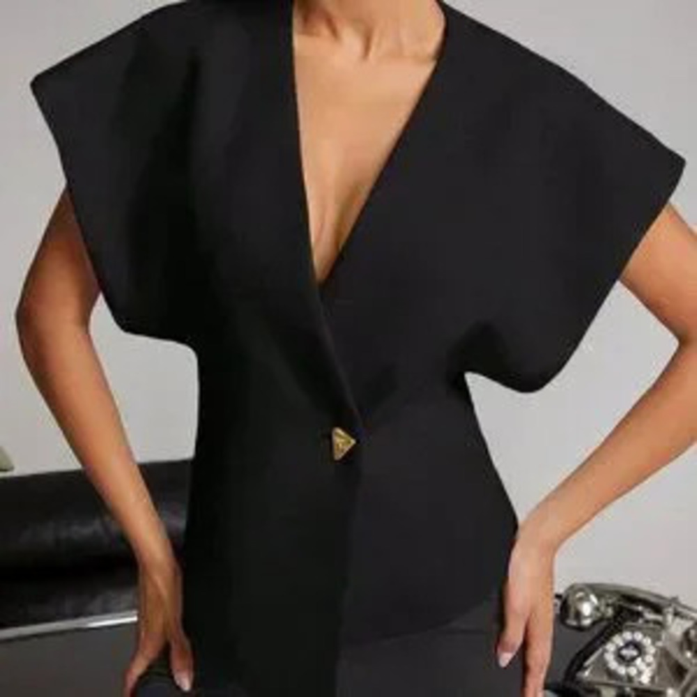 ZARA Black Elegant Women's Blouse With Butterfly Brooch